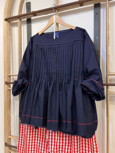 Camicia Pleats Top - Navy
