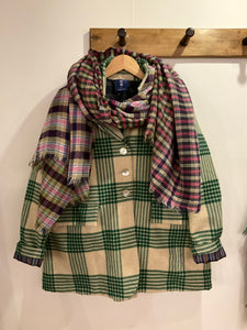 Petra Wool Check Jacket - Cream & Green