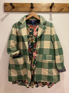 Petra Wool Check Jacket - Cream & Green