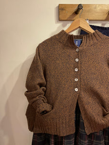 Flecky Wool Cardigan - Brown & Blue