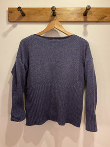 Flecky Wool Rib Hem Jumper - Blue & Brown