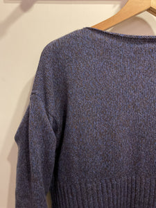 Flecky Wool Rib Hem Jumper - Blue & Brown