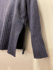 Flecky Wool Rib Hem Jumper - Blue & Brown