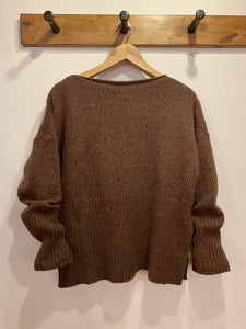 Flecky Wool Rib Hem Jumper - Brown & Blue