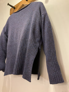 Flecky Wool Rib Hem Jumper - Blue & Brown