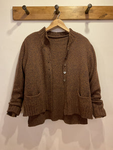 Flecky Wool Cardigan - Brown & Blue