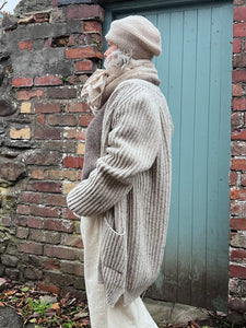 YNK083 Chunky Knit Oversized Cardigan - Natural