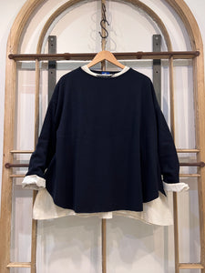 Maglia Aria Curve Hem Jumper - Navy