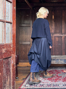 Abito Riccio Wool Flannel Tucks Dress - Navy