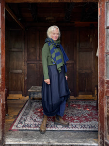 Stripe Wool Scarf - Green & Navy