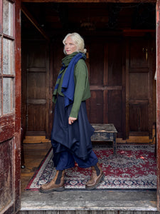 Stripe Wool Scarf - Green & Navy