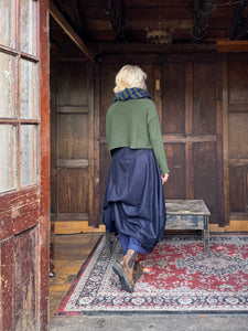 Abito Riccio Wool Flannel Tucks Dress - Navy