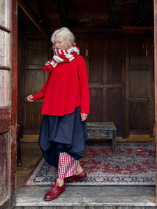 Stripe Wool Scarf - Red & Beige