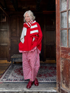 Stripe Wool Scarf - Red & Beige