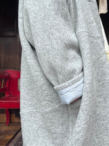 608V0 Boiled Wool Reversible Coat - Silver & Light Blue