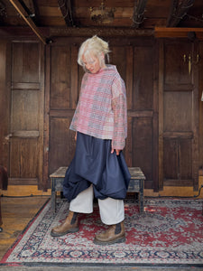 Abito Riccio Wool Flannel Tucks Dress - Navy