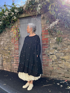Pepdermis Spot Embroidered Box Pleat Dress - Kaviar