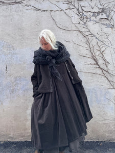 Löfflernen Velvet Box Pleat Dress - Choco