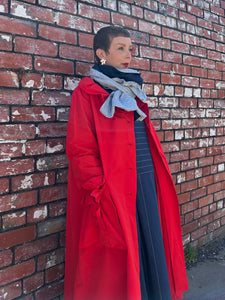 605TO Taffeta Big Pocket Coat - Red