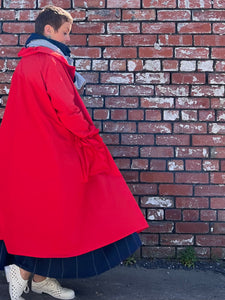 605TO Taffeta Big Pocket Coat - Red