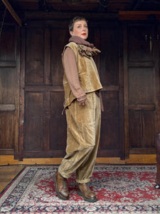 Milan Tie Back Velvet Gilet - Cognac