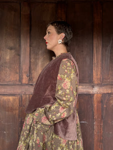 Milan Tie Back Velvet Gilet - Bois De Rose