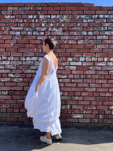 203.2 Balloon Hem Sleeveless Cotton Dress - White