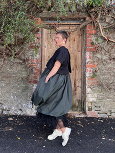 203.6 Silky Balloon Dress With Cotton Lining - Ivy