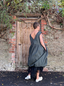 203.6 Silky Balloon Dress With Cotton Lining - Ivy