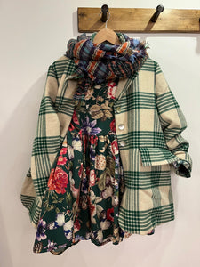 Petra Wool Check Jacket - Cream & Green